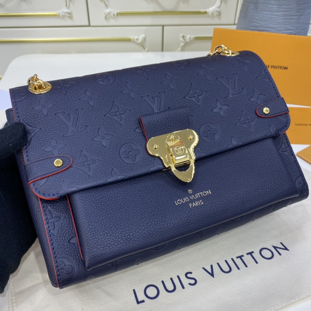 Louis Vuitton VAVIN PM Handbag Monogram Empreinte M52271 Navy/Red